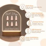 Personalized Nail Shape Type Design Acrylic LED Night Light with Shop Name and Wooden Base Table Decor Nail Salon Opening Gift for Nail Artist