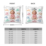 Personalized 3D-Effect Character Artwork I Am Lucky Soft Throw Pillow Cover with Name Home Decor Birthday Anniversary Gift for Family Kids
