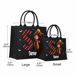 Personalized 3D-Style Character Artwork Halloween Wizard Vampire Ghost Large Jute Bag with Initial and Name Halloween Trick or Treat Gift for Kids