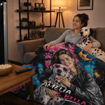 Personalized Graffiti Style Oil Painting Photo Soft Throw Blanket with Name Home Decor Birthday Gift for Pet Owners Lovers