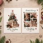 Gepersonaliseerde kerstkaart met 3-4 foto’s, tekst en titel – kerstcadeau voor familie en vrienden
