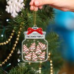Décoration de Noël personnalisée sur le thème des flocons de neige, en forme de bocal, avec le nom de la famille (2 à 8 noms) et l'année – Décoration d'intérieur et cadeau de Noël pour la famille et l