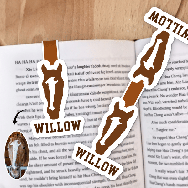 Personalised Horse Portrait Magnetic Bookmark Clip with Name Birthday Holiday Gift for Bookworm Horse Lover