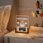Personalized Butterfly Book Cartoon Character Acrylic LED Night Light with Text and Wooden Base Bedroom Decor Birthday Gift for Book Lovers