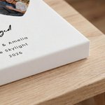 Stampe su tela personalizzate con foto di coppia su mappa a forma di cuore quadrata, con nome e testo – Decorazioni per la casa – Spedizione dagli Stati Uniti – Regalo di anniversario di matrimonio pe