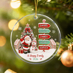 Personalised Santa Claus Snowman Christmas Tree 1-8 Names Glass Acrylic Ornament with Text and Year Home Decoration Christmas Gift for Family