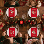 Personalized Cute Santa Claus Initial 100% Cotton Red Napkin with Name Table Decor Christmas Gift for Family Friends