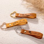 Personalized Retro Leather Birth Flower Keychain with Engraved Name Birthday Wedding Gift for Her