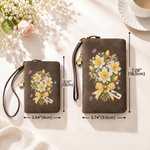 Personalised Crystal Birth Flower Butterfly PU Leather Wristlet Purse with Name Birthday Anniversary Gift for Women