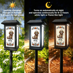 Personalized Flower Sugar Skull Pet Photo Solar Garden Light with Name Garden Use Memorial Day of the Dead Gift for Pet Owners Lovers