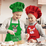Personalized Cute Easter Bunny Adjustable Kid Apron Chef Hat Set with Pocket and Name Kitchen Use Easter Birthday Gift for Kids