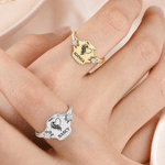 Personalized Heart Angel Wing Sterling Silver Ring with Engraved Name Dainty Jewelry Birthday Anniversary Gift for Mom Grandma