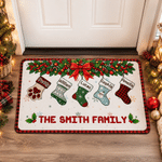 Personalised 1-8 Christmas Stockings Anti-Slip Doormat with Name Home Decor Christmas Gift for Family Parent