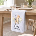 Personalized Birth Flower Baking Tools Super Absorbent Cotton Waffle Towel with Name Kitchen Use Housewarming Birthday Gift for Mom Grandma Baker