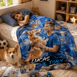 Personalized Graffiti Style Oil Painting Photo Soft Throw Blanket with Name Home Decor Birthday Gift for Pet Owners Lovers