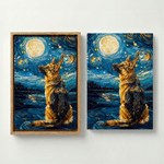 Photo personnalisée d'animal de compagnie dans le style de la peinture à l'huile – Reproductions sur toile « La Nuit étoilée » avec prénom – Décoration d'intérieur – Expédiée depuis les États-Unis – C