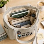 Bolso tote grande de pana personalizado con personaje animado nombre y asignatura regalo ideal de fin de curso y vuelta al cole para profesores