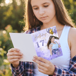 Gepersonaliseerde fotokaart met ‘Gelukkige verjaardag’, voorzien van naam en leeftijd – verjaardagscadeau voor familie of vrienden