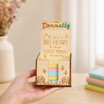 Personalized Big Heart Little Minds Flower Butterfly Sticky Note Holder with Title and Name Back to School Teacher's Gift for Teachers Educators