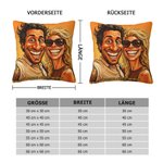 Personalisierter Kissenbezug mit Karikatur vom Foto | Dekokissen mit Namen | Jahrestag, Hochzeits- & Partnergeschenk für Paare, Freunde & Familien