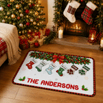 Personalised 1-8 Christmas Stockings Anti-Slip Doormat with Name Home Decor Christmas Gift for Family Parent