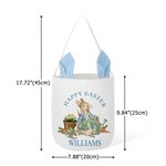 Personalised Classic Peter Rabbit Happy Easter Ears Bucket Bag Egg Hunt Basket with Name Easter Birthday Party Favors Gift for Kids