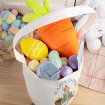 Personalised Classic Peter Rabbit Happy Easter Ears Bucket Bag Egg Hunt Basket with Name Easter Birthday Party Favors Gift for Kids