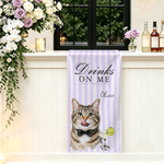 Personalized Cute Pet Portrait Striped Table Runner with Name and Photo Wedding Decor Wedding Gift for Bride Groom