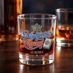 Personalised 3D-Effect Artwork Mahjong Crown Themed Durable 10 oz Whisky Glass with Name Birthday Party Anniversary Gift for Man Woman