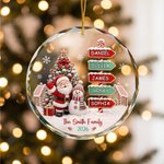 Personalised Santa Claus Snowman Christmas Tree 1-8 Names Glass Acrylic Ornament with Text and Year Home Decoration Christmas Gift for Family