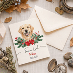 Biglietto di auguri personalizzato con ritratto ad acquerello del proprio animale domestico, con nome e anno: regalo commemorativo di Natale per gli amanti e i proprietari di animali domestici 3