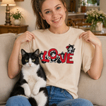 Personalized Embroidered Pet Photo Love Multicolor T-shirt Sweatshirt Hoodie Pet Party Birthday Gift for Pet Lovers