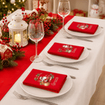 Personalized Cute Santa Claus Initial 100% Cotton Red Napkin with Name Table Decor Christmas Gift for Family Friends