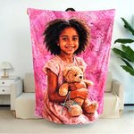 Personalised Oil Painting Style Photo Soft Throw Blanket with Name Home Decor Birthday Housewarming Anniversary Gift for Family Friends