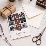 Personalized Dad Mom Nine‑Grid 6 Photos Greeting Card with Title Text and Initials Birthday Christmas Gift for Mom Dad Family