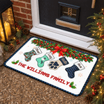 Personalised 1-8 Christmas Stockings Anti-Slip Doormat with Name Home Decor Christmas Gift for Family Parent