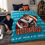 Personalized 3D-Effect Artwork Cartoon Character Sportball Design Throw Blanket with Name and Number Birthday Gift for Sport Lovers
