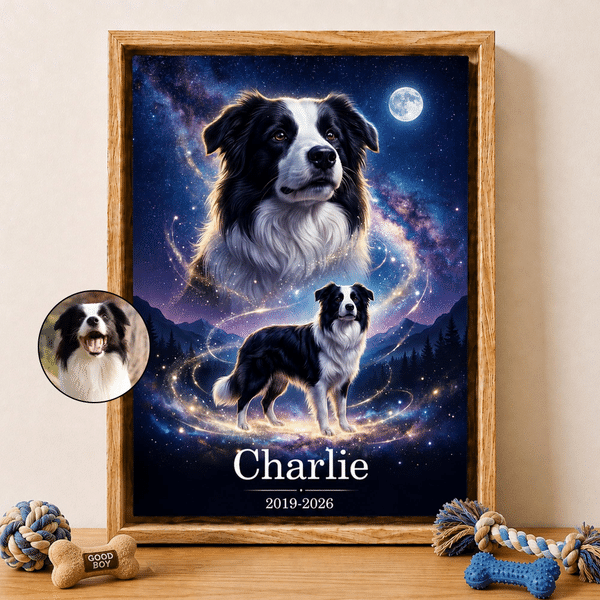 Personalized Pet Photo Starry Night Large Canvas Prints with Name and Text Home Decor Ship from USA Housewarming Memorial Gift for Pet Owners Lovers