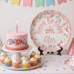 Assiette décorative personnalisée pour anniversaire, style dessin à la main, avec motif floral, prénom et socle – Décoration de chambre d’enfant – Cadeau de premier anniversaire pour les tout-petits e