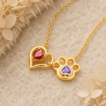 Collana in argento sterling con ciondolo personalizzato a forma di cuore, impronta di zampa di cane o gatto e pietra natale: elegante gioiello, regalo di compleanno per gli amanti degli animali domest
