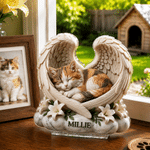 Personalised Imitation Clay Effect Angel Wings Cat Photo Acrylic Plaque with Name Desk Decor Memorial Sympathy Gift for Pet Lover Owner