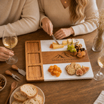 Personalised Mountain Pattern Acacia Marble Chopping Board Coaster Set with Engraved Name and Year Wedding Anniversary Engagement Gift for Couple