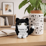 Personalized Inspirational Positive Handmade Cat Crochet Doll Desk Decoration with Name Stress Relief Birthday Gift for Cat Lovers Friends