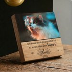 Cadre décoratif en bois personnalisé avec photo d'animal nom et année - Cadeau commémoratif pour les amoureux d'animaux de compagnie