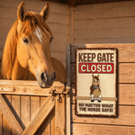 Personalised Keep Gate Closed 1-3 Horses Peeking Tinplate Painting with Names Barn Decor Birthday Gift for Horse Owners