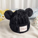 Chapeau de bonnet de fourrure à oreilles d'ours avec broderie du nom Cadeau de douche de bébé pour bébé et enfant en bas âge