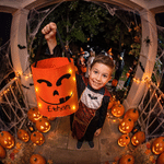 Personalized Colorful Spooky Face LED Light Bucket Bag with Name Trick or Treat Activity Halloween Party Gift for Halloween Lover Kids