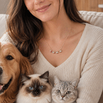 Collana in argento sterling con ciondolo personalizzato a forma di cuore, impronta di zampa di cane o gatto e pietra natale: elegante gioiello, regalo di compleanno per gli amanti degli animali domest