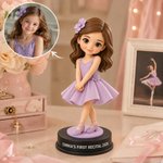 Personalised 3D Photo Dancer Figurine with Text and Wooden Base Bedroom Decor Birthday Gift for Child Dancer Beginner Woman