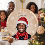 Personalized Snowflake Christmas Theme Cartoon Photo Character Ceramic Ornament with Name Christmas Gift for Family Friends